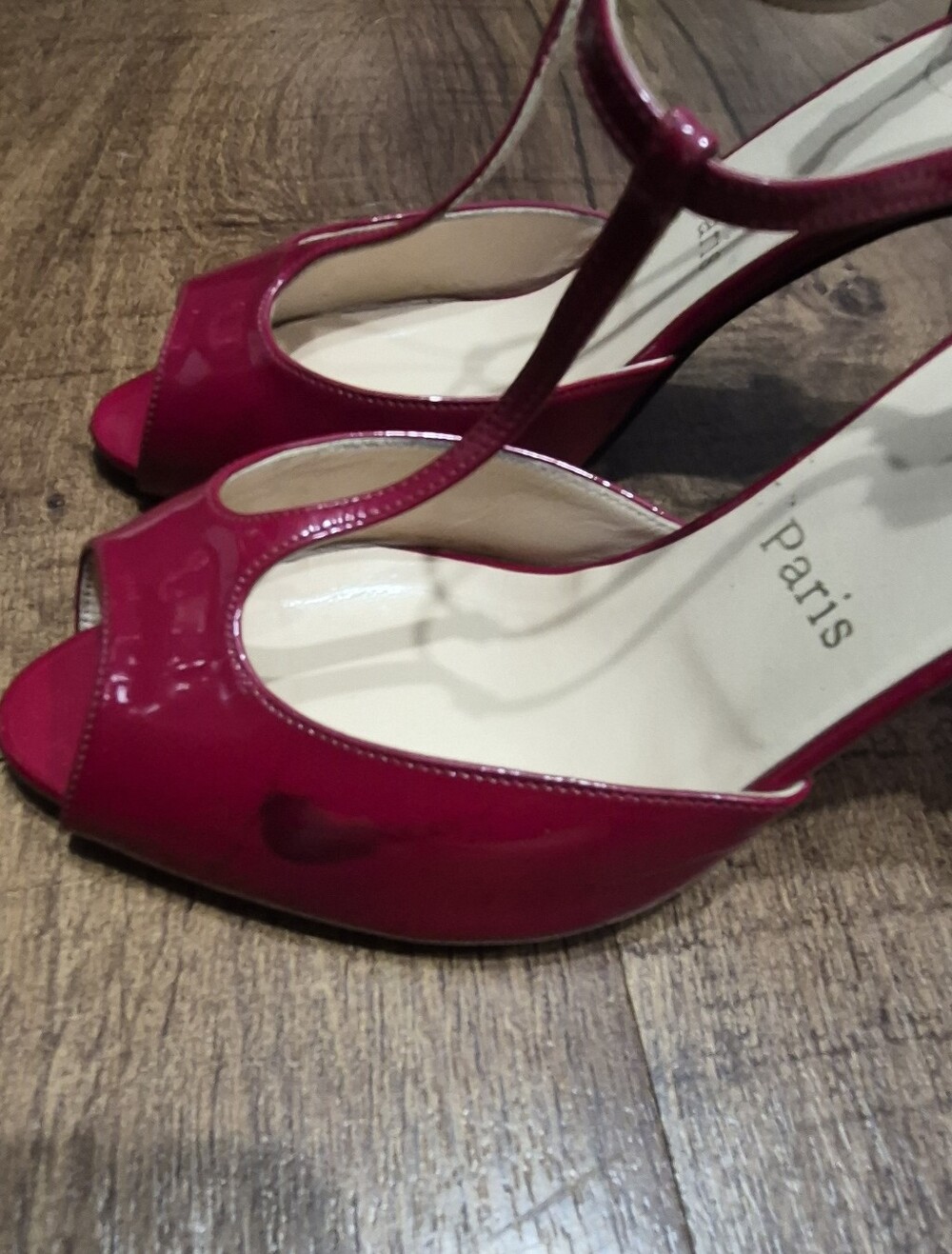 Christian Louboutin Red Patent Peep-Toe Slingback Heels Size 38.5 - Picture 3 of 11